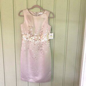 Stunning NWT Calvin Klein Sequin Accented Dress in a creamy light tan color-sz 4